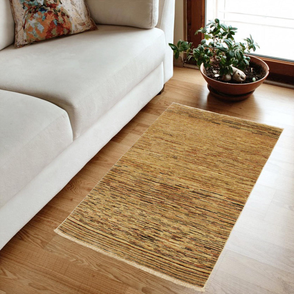 handmade Modern Gabbeh Beige Rust Hand Knotted RECTANGLE 100% WOOL area rug 4' x 6'