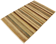 handmade Modern Gabbeh Beige Green Hand Knotted RECTANGLE 100% WOOL area rug 4' x 6'