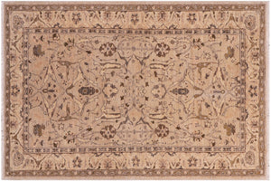 handmade Traditional Kafkaz Tan Lt. Tan Hand Knotted RECTANGLE 100% WOOL area rug 4x6