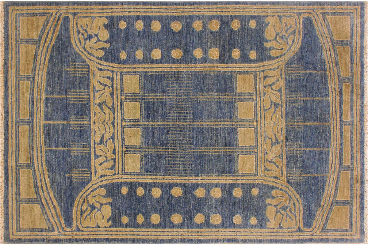 Classic Ziegler Delmy Blue/Green Hand Knotted Wool Rug - 4'2'' x 5'11''