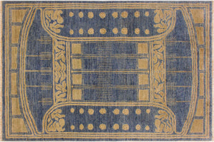 Classic Ziegler Delmy Blue/Green Hand Knotted Wool Rug - 4'2'' x 5'11''