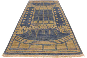handmade Traditional Kafkaz Lt. Blue Lt. Green Hand Knotted RECTANGLE 100% WOOL area rug 4x6