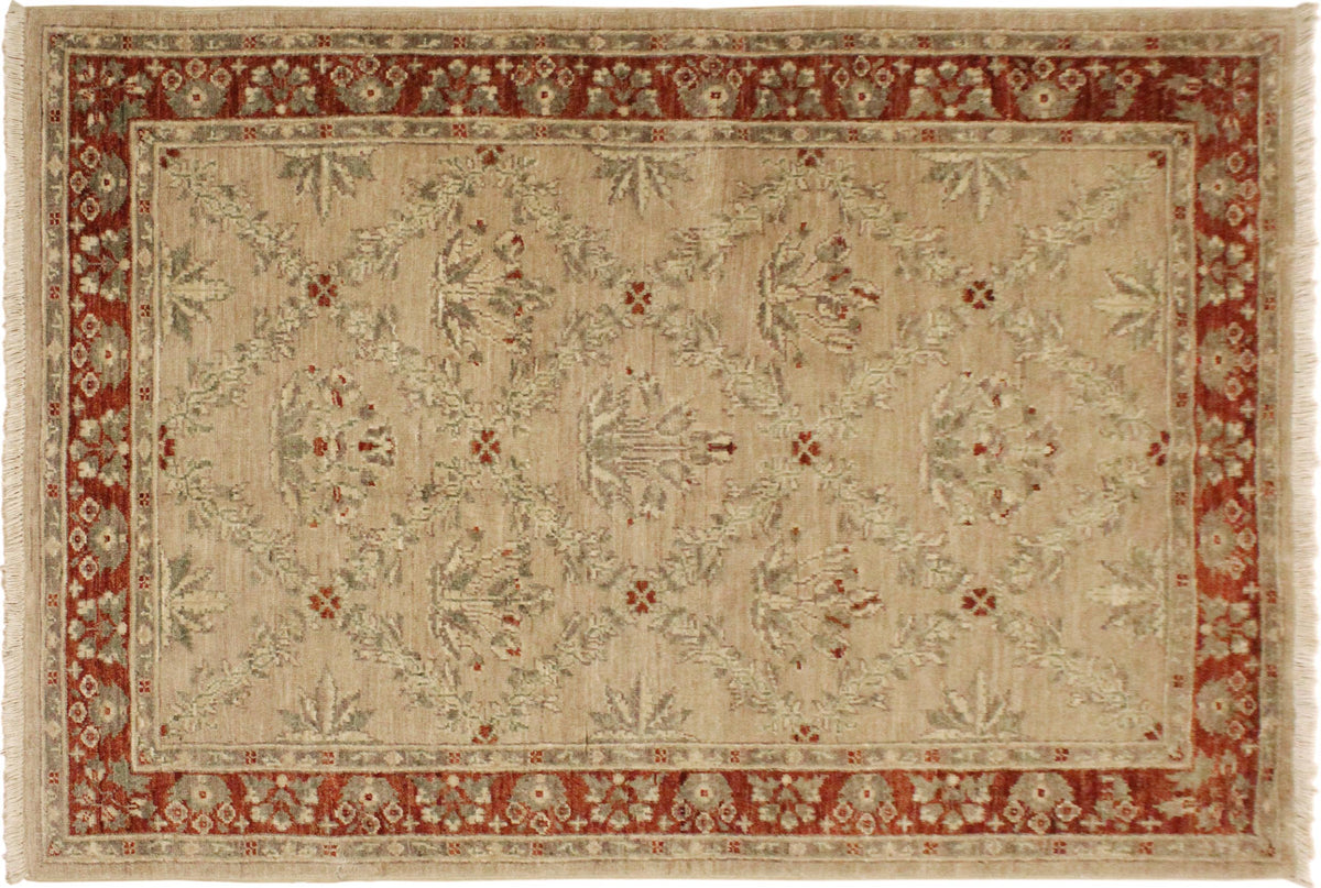 handmade Traditional Kafkaz Tan Rust Hand Knotted RECTANGLE 100% WOOL area rug 4x6