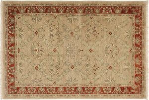handmade Traditional Kafkaz Tan Rust Hand Knotted RECTANGLE 100% WOOL area rug 4x6