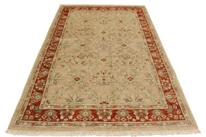 handmade Traditional Kafkaz Tan Rust Hand Knotted RECTANGLE 100% WOOL area rug 4x6
