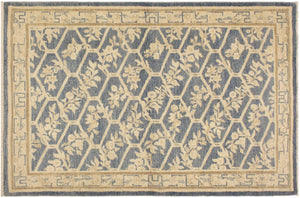 Classic Ziegler Deja Blue/Tan Wool Rug - 4'2'' x 6'1''