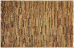 Contemporary Gabbeh Birdie Beige/Rust Wool Rug - 4'2'' x 5'9''
