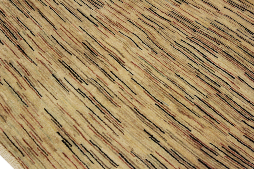 handmade Modern Gabbeh Beige Black Hand Knotted RECTANGLE 100% WOOL area rug 4' x 6'
