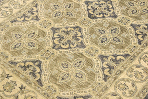 handmade Transitional Kafkaz Bluish Gray Tan Hand Knotted RECTANGLE 100% WOOL area rug 4' x 6'
