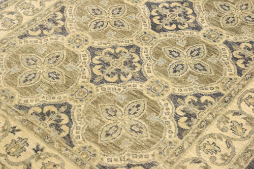 handmade Transitional Kafkaz Bluish Gray Tan Hand Knotted RECTANGLE 100% WOOL area rug 4' x 6'