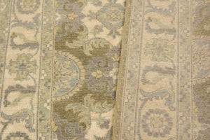 handmade Transitional Kafkaz Lt. Green Ivory Hand Knotted RECTANGLE 100% WOOL area rug 4' x 6'