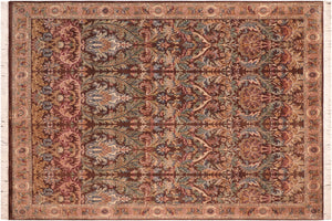 handmade Transitional Imran Brown Gold Hand Knotted RECTANGLE 100% WOOL area rug 8x10