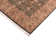 handmade Transitional Dafodils Green Gray Hand Knotted RECTANGLE 100% WOOL area rug 8x10
