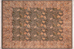 handmade Transitional Dafodils Green Gray Hand Knotted RECTANGLE 100% WOOL area rug 8x10