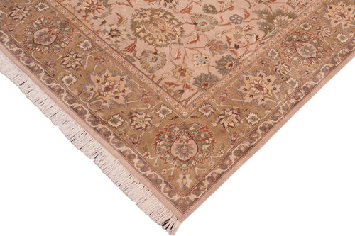 handmade Traditional Lahore Taupe Brown Hand Knotted RECTANGLE 100% WOOL area rug 8x10