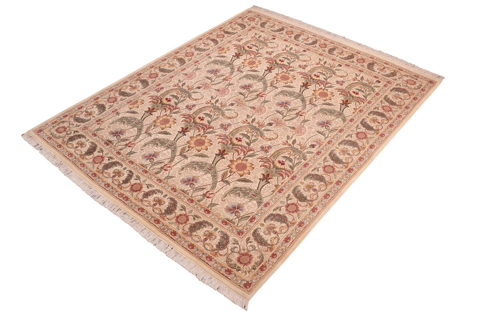 handmade Transitional Azeem Beige Green Hand Knotted RECTANGLE 100% WOOL area rug 8x10