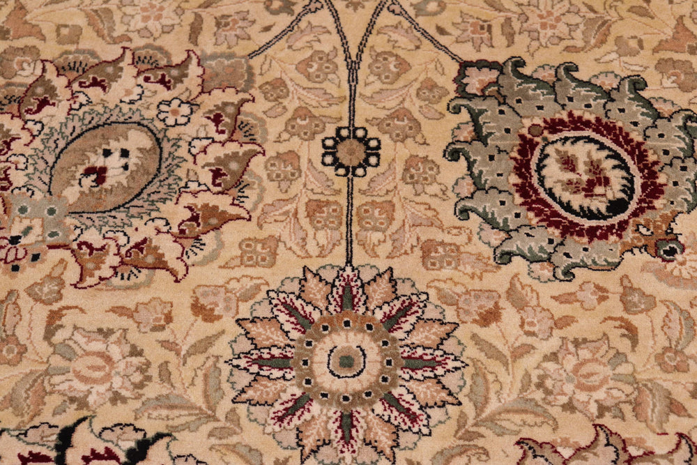 handmade Traditional Mubashar Beige Red Hand Knotted RECTANGLE 100% WOOL area rug 8x10