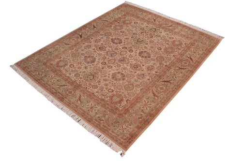 handmade Traditional Mehal Taupe Green Hand Knotted RECTANGLE 100% WOOL area rug 8x10