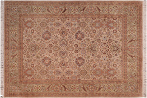 handmade Traditional Mehal Taupe Green Hand Knotted RECTANGLE 100% WOOL area rug 8x10