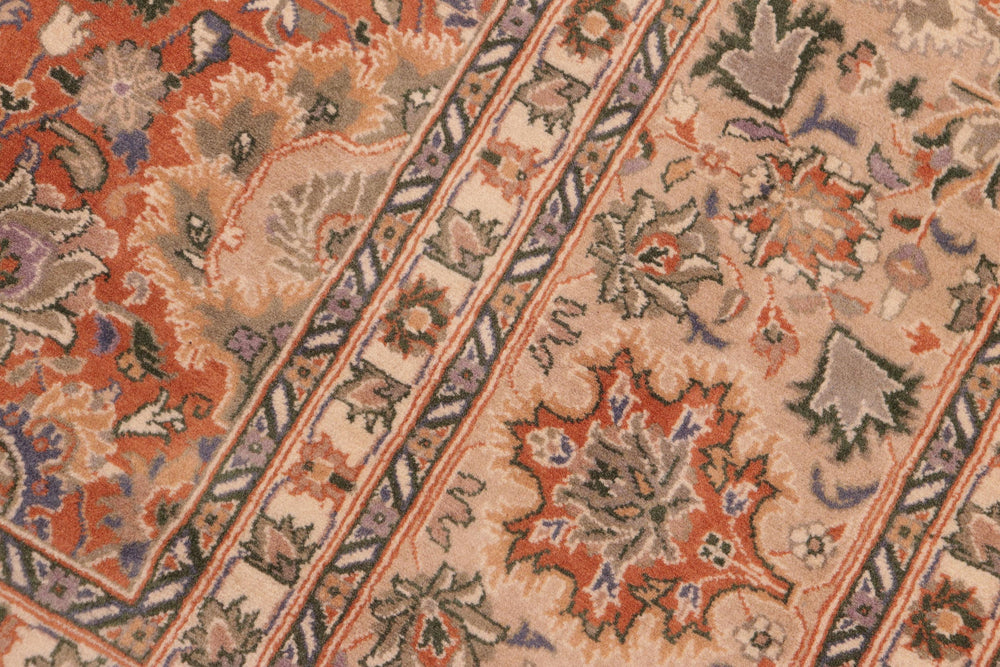 handmade Traditional Lahore Orange Tan Hand Knotted RECTANGLE 100% WOOL area rug 8x10