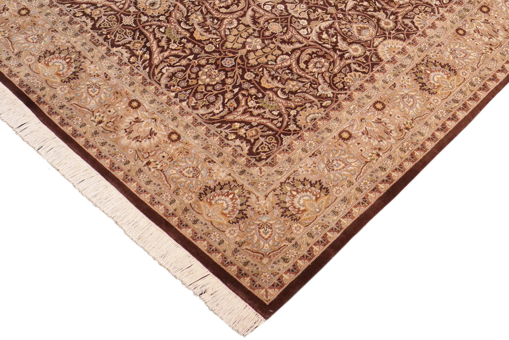 handmade Traditional Regular Brown Green Hand Knotted RECTANGLE 100% WOOL area rug 8x10