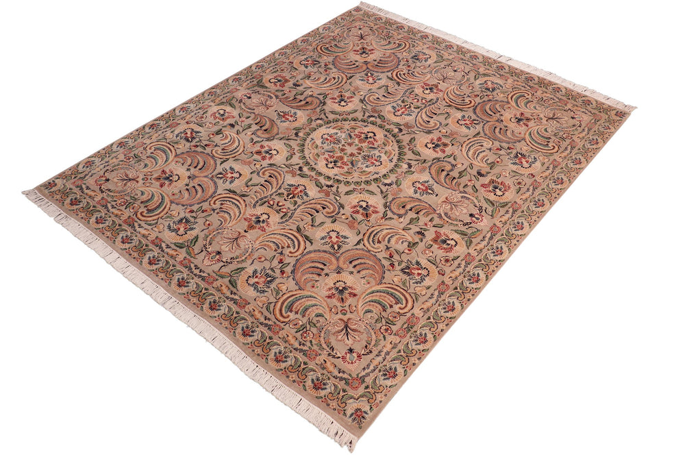 handmade Traditional Mountain Gray Tan Hand Knotted RECTANGLE 100% WOOL area rug 8x10