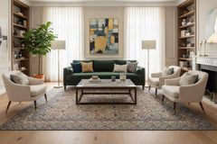 handmade Transitional Razia Green Gray Hand Knotted RECTANGLE 100% WOOL area rug 8x10