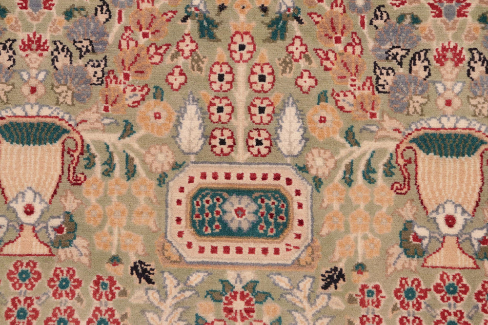 handmade Transitional Razia Green Gray Hand Knotted RECTANGLE 100% WOOL area rug 8x10