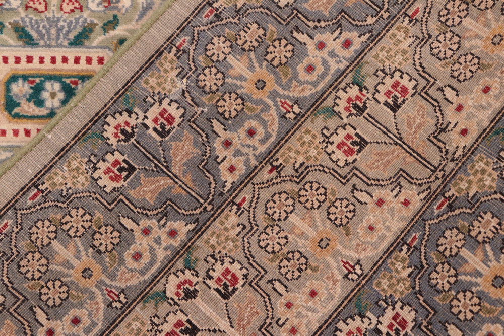 handmade Transitional Razia Green Gray Hand Knotted RECTANGLE 100% WOOL area rug 8x10