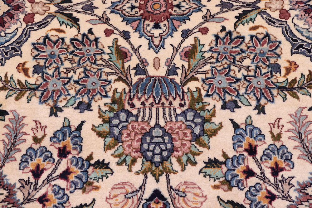 handmade Traditional Shahbaaz Ivory Pink Hand Knotted RECTANGLE 100% WOOL area rug 9x12