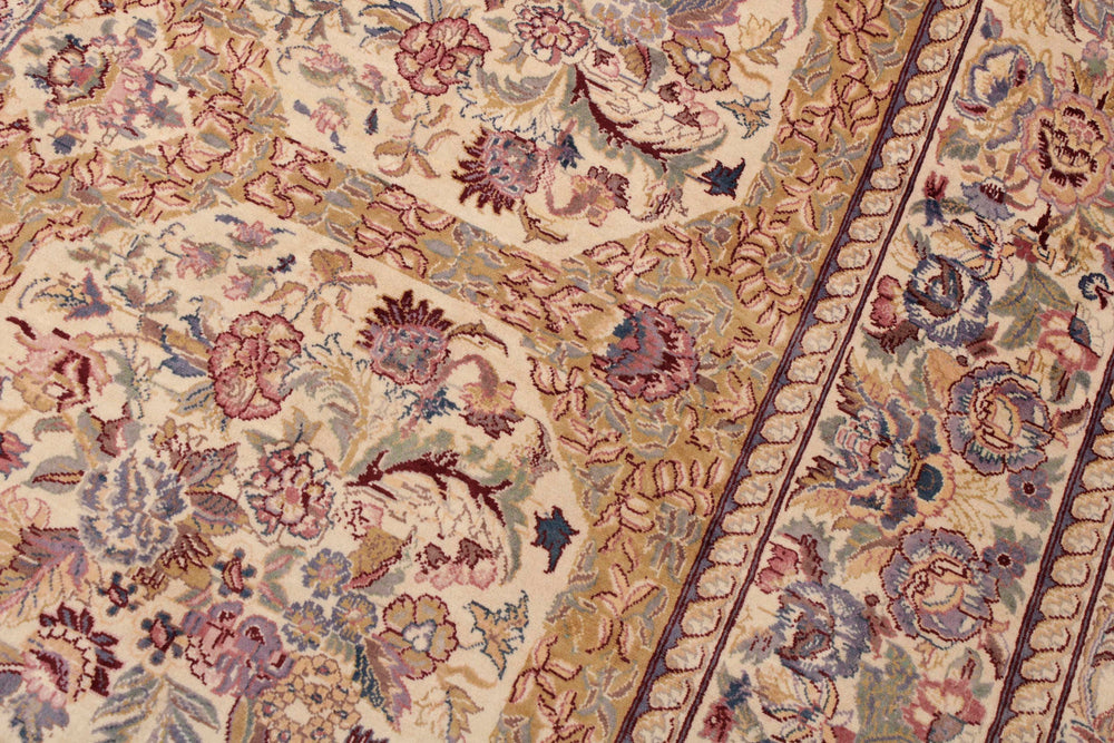 handmade Traditional Nazakat Beige Gold Hand Knotted RECTANGLE 100% WOOL area rug 9x12