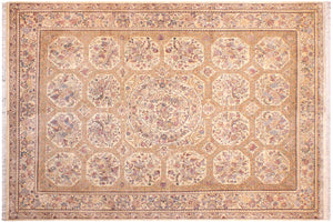 handmade Traditional Nazakat Beige Gold Hand Knotted RECTANGLE 100% WOOL area rug 9x12