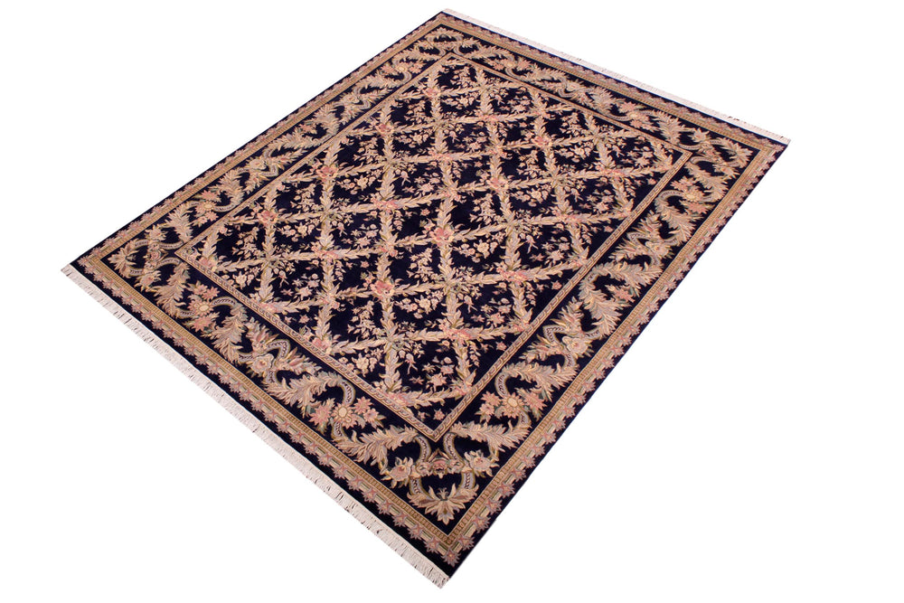 handmade Transitional Basan Blue Gray Hand Knotted RECTANGLE 100% WOOL area rug 9x12