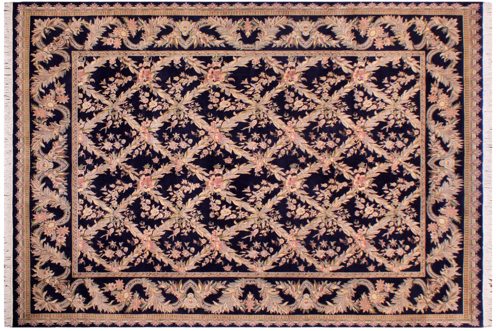 handmade Transitional Basan Blue Gray Hand Knotted RECTANGLE 100% WOOL area rug 9x12