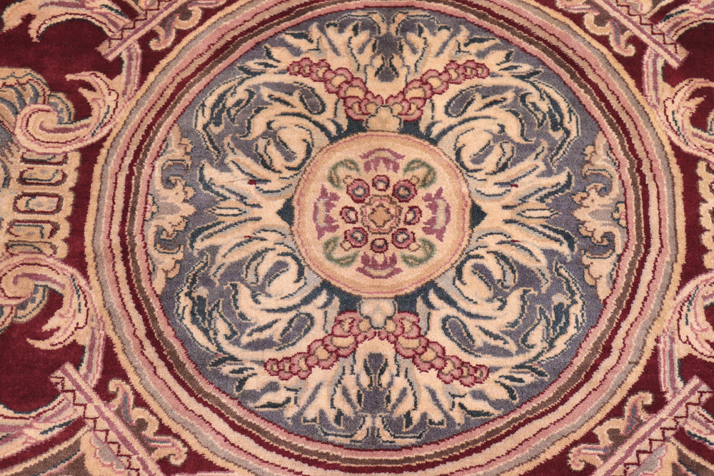 handmade Traditional Savonarrie Red Pink Hand Knotted RECTANGLE 100% WOOL area rug 9x12