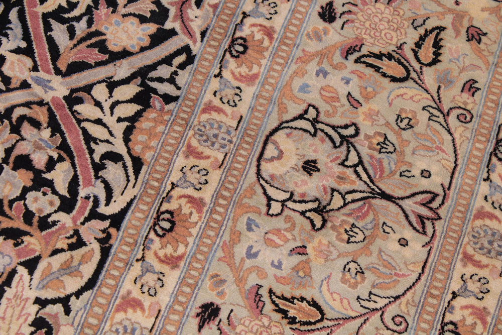 handmade Transitional Mujahid Black Taupe Hand Knotted RECTANGLE 100% WOOL area rug 9x12