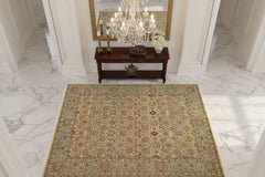 handmade Transitional Tabriz Gold Green Hand Knotted RECTANGLE 100% WOOL area rug 9x12