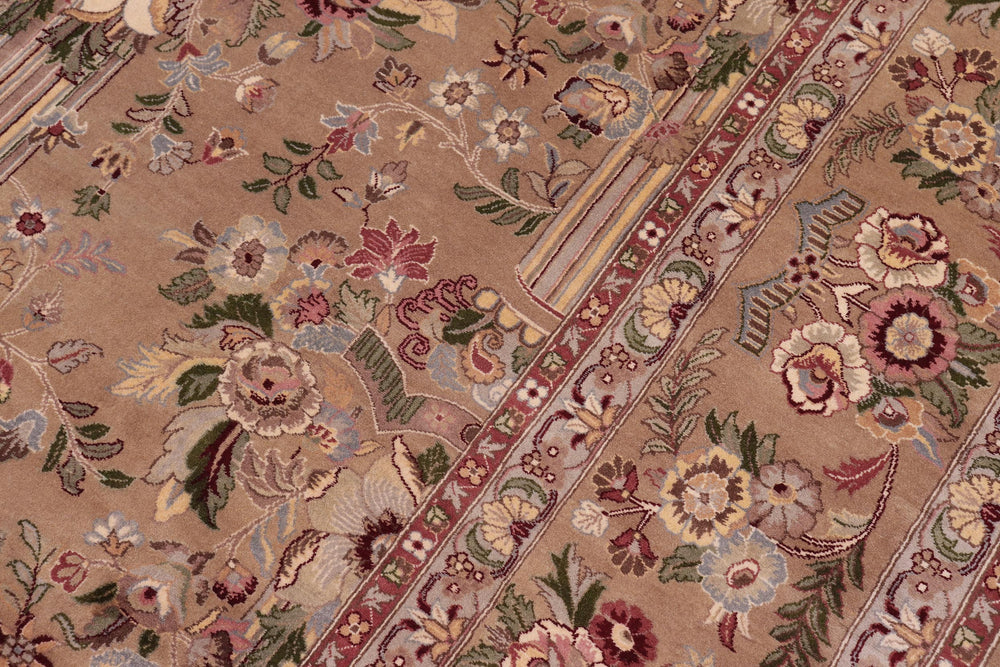 handmade Transitional Pupo Taupe Green Hand Knotted RECTANGLE 100% WOOL area rug 9x12