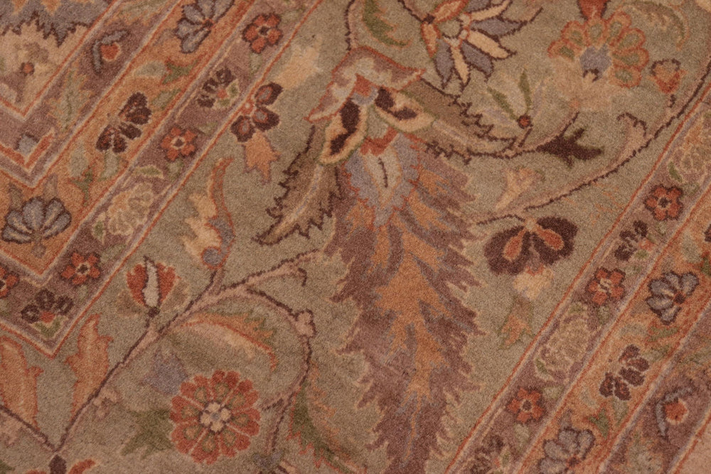 handmade Transitional Mehal Tan Lt. Green Hand Knotted RECTANGLE 100% WOOL area rug 9x12
