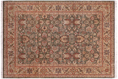 handmade Traditional Mehal Green Tan Hand Knotted RECTANGLE 100% WOOL area rug 9x12
