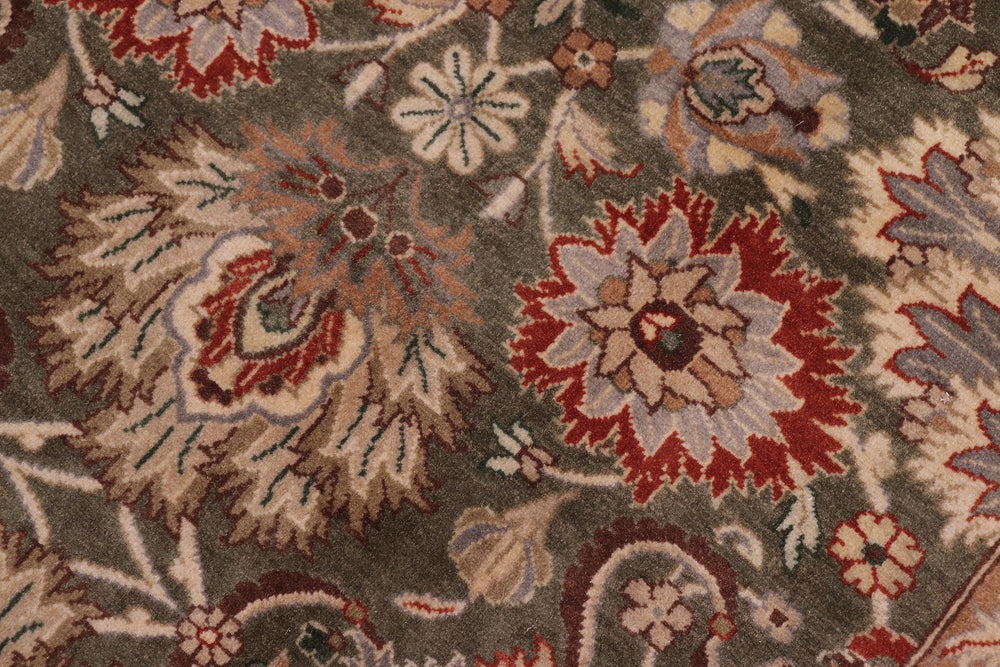 handmade Traditional Mehal Green Tan Hand Knotted RECTANGLE 100% WOOL area rug 9x12