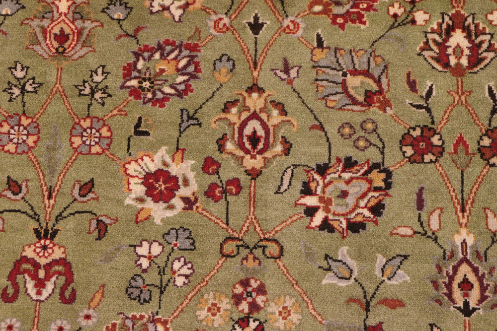 handmade Transitional Regular Green Aubergine Hand Knotted RECTANGLE 100% WOOL area rug 9x11