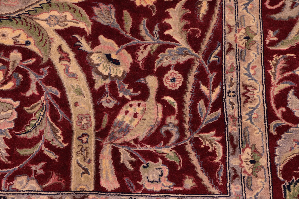handmade Transitional Arshad Red Green Hand Knotted RECTANGLE 100% WOOL area rug 9x12