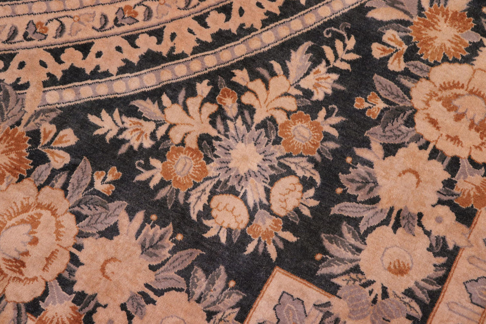 handmade Traditional Abusson Black Tan Hand Knotted RECTANGLE 100% WOOL area rug 9x12