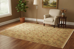 handmade Transitional Irfan Beige Gray Hand Knotted RECTANGLE 100% WOOL area rug 9x13