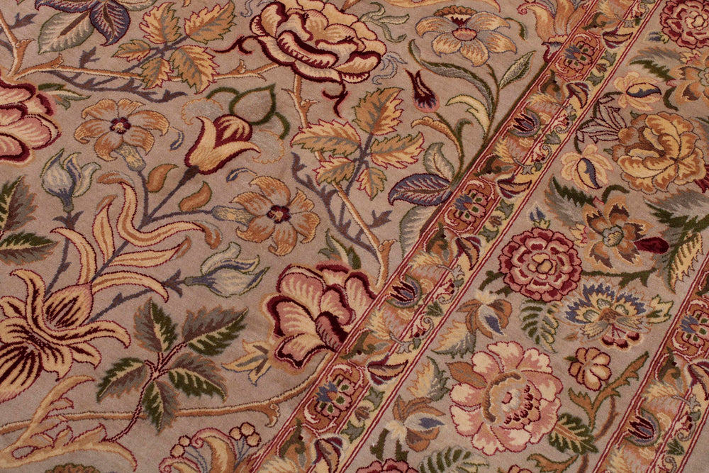 handmade Transitional Lily Taupe Red Hand Knotted RECTANGLE 100% WOOL area rug 9x12