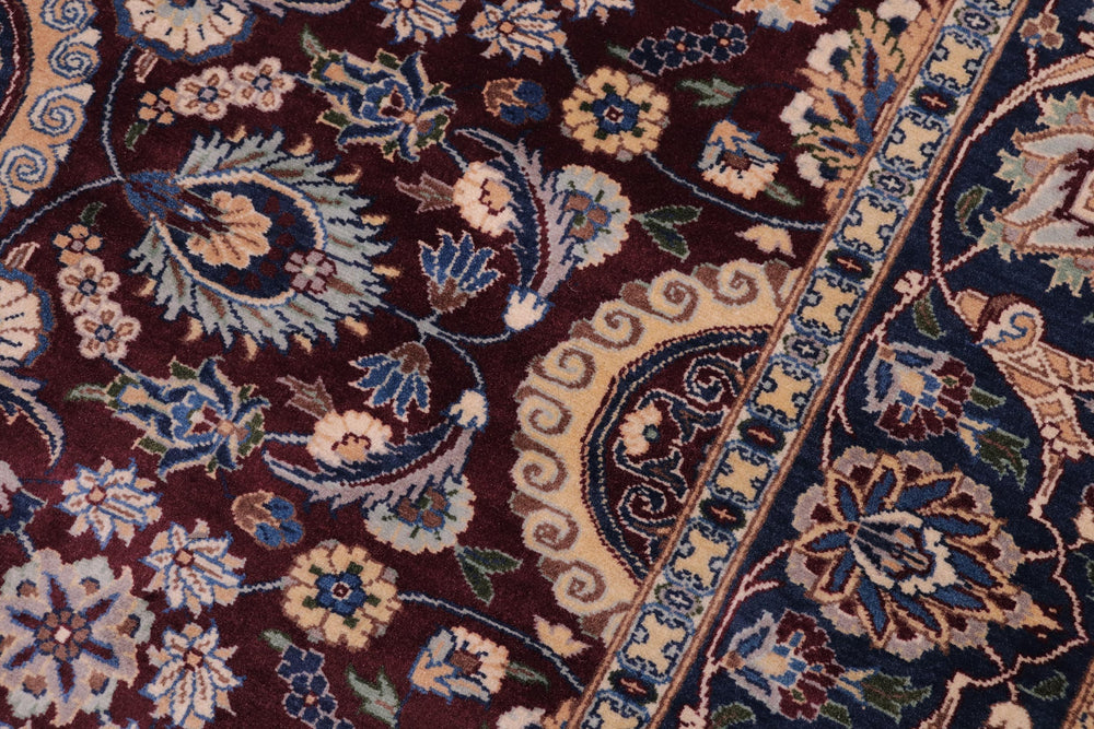 handmade Transitional Agra Tabriz Maroon Blue Hand Knotted RECTANGLE 100% WOOL area rug 5x7