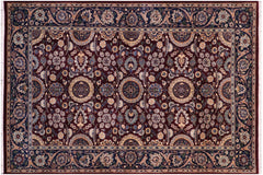 handmade Transitional Agra Tabriz Maroon Blue Hand Knotted RECTANGLE 100% WOOL area rug 5x7