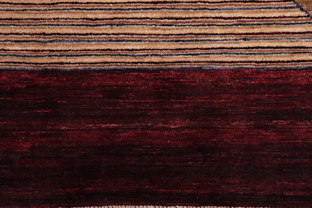 handmade Modern Gabbeh Red Brown Hand Knotted RECTANGLE 100% WOOL area rug 5' x 7'