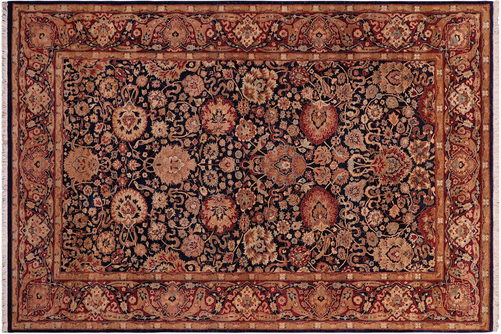 handmade Transitional Anmol Agra Blue Red Hand Knotted RECTANGLE 100% WOOL area rug 5x7